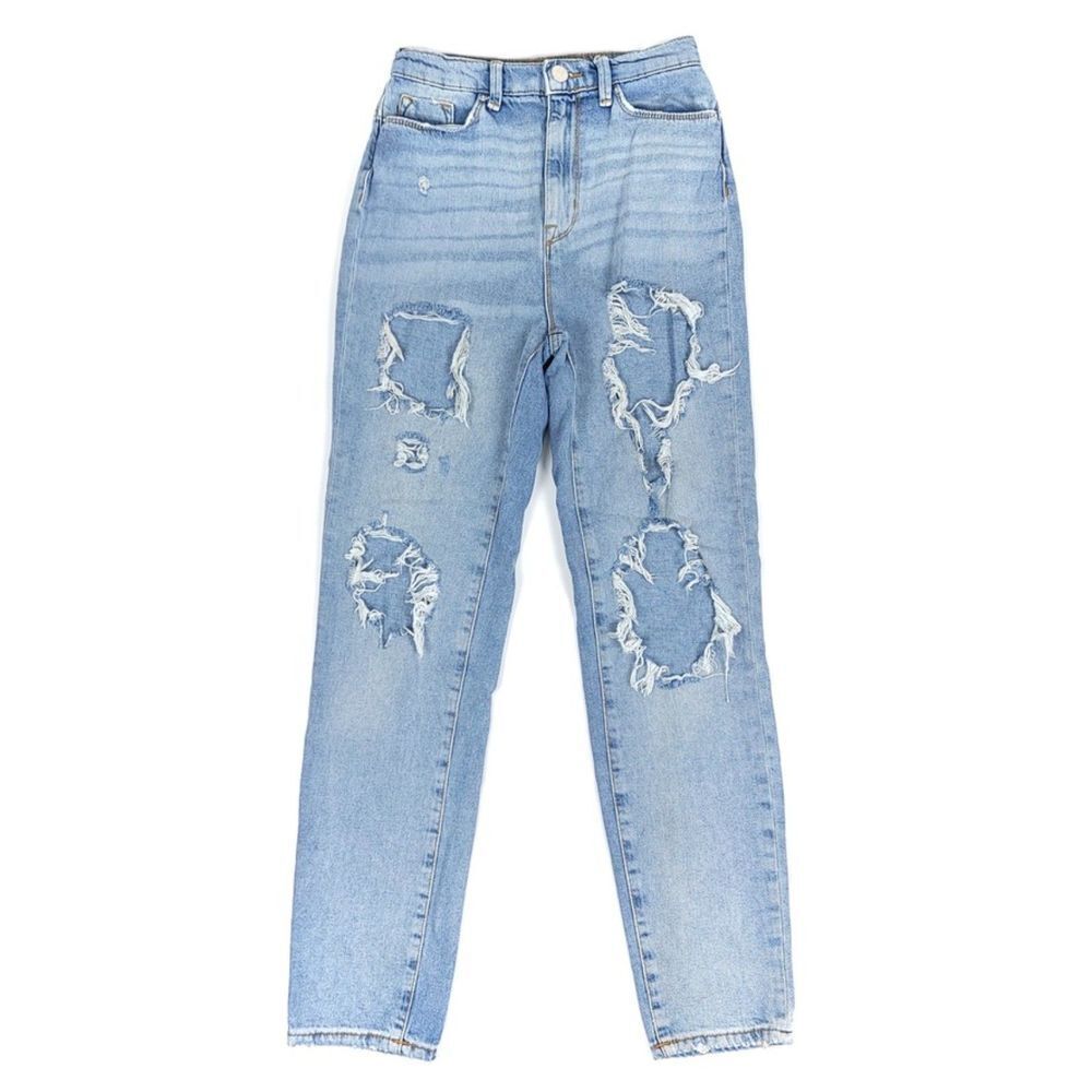 URBAN OUTFITTERS BDG Mom High Rise Destroyed Jeans Vintage Light Wash 90s y2k 25